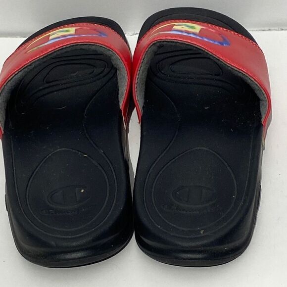 Champion Mens Slides Slippers Open Toe Comfort Logo Red Size 9W - Picture 4 of 6